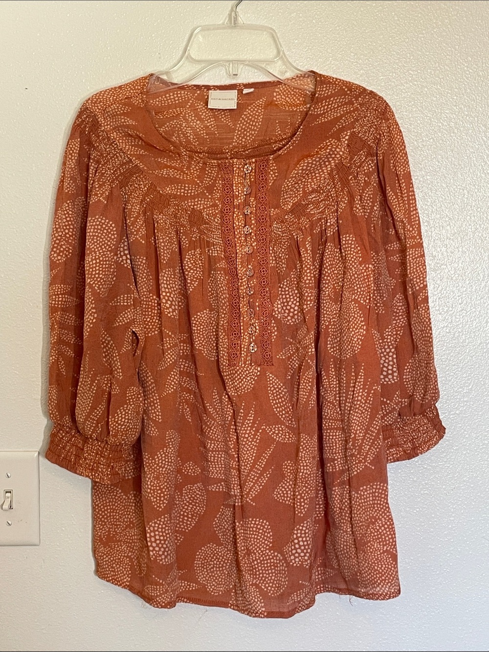 Zac & Rachel Burnt Orange Floral Peasant Tunic